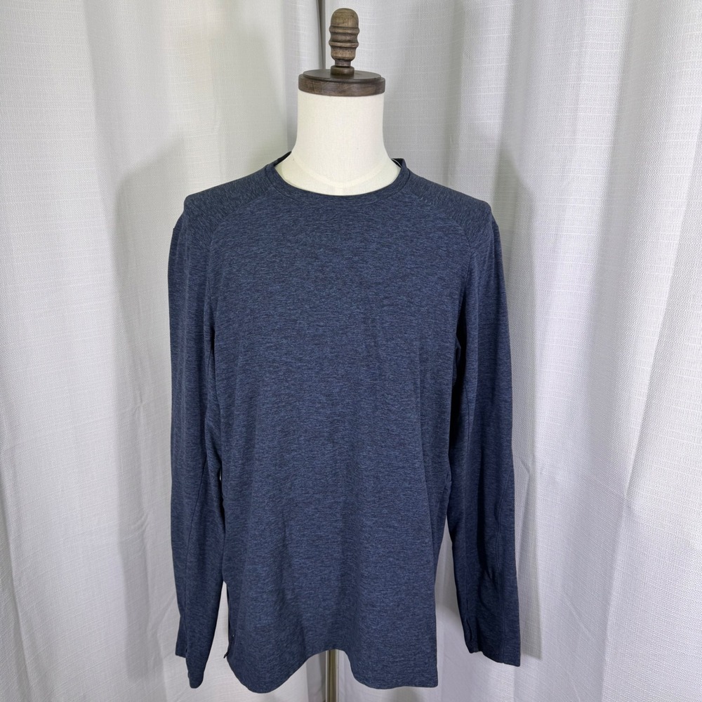 Lululemon Surge Warm Long Sleeve‎ Mens XL Blue Heathered Pocket